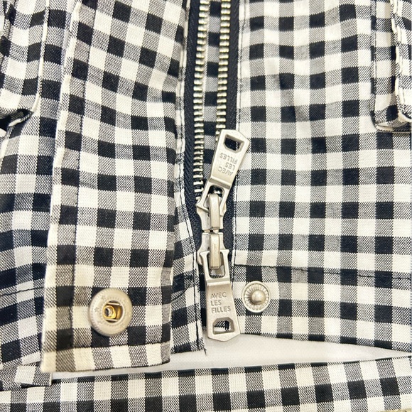 Nwot Avec Les filles black & white gingham check hooded zip up jacket sz medium - Picture 10 of 12